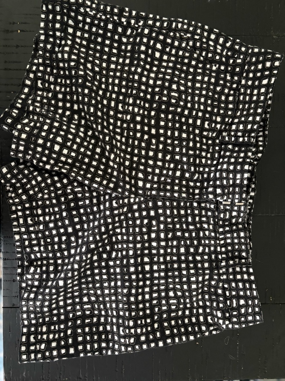 LOFT Black and White Geometric Print Bermuda Shorts